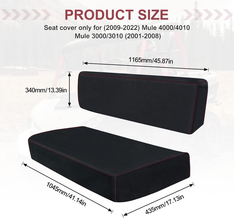 BORDAN UTV Waterproof Seat Cover for Kawasaki Mule 4000 4010 2009-2025, Heavy Duty 1680D Seat Covers for UTV Kawasaki Mule 3000 3010 2001-2008 Full Protection Outdoor (2 PCS) - Image 5